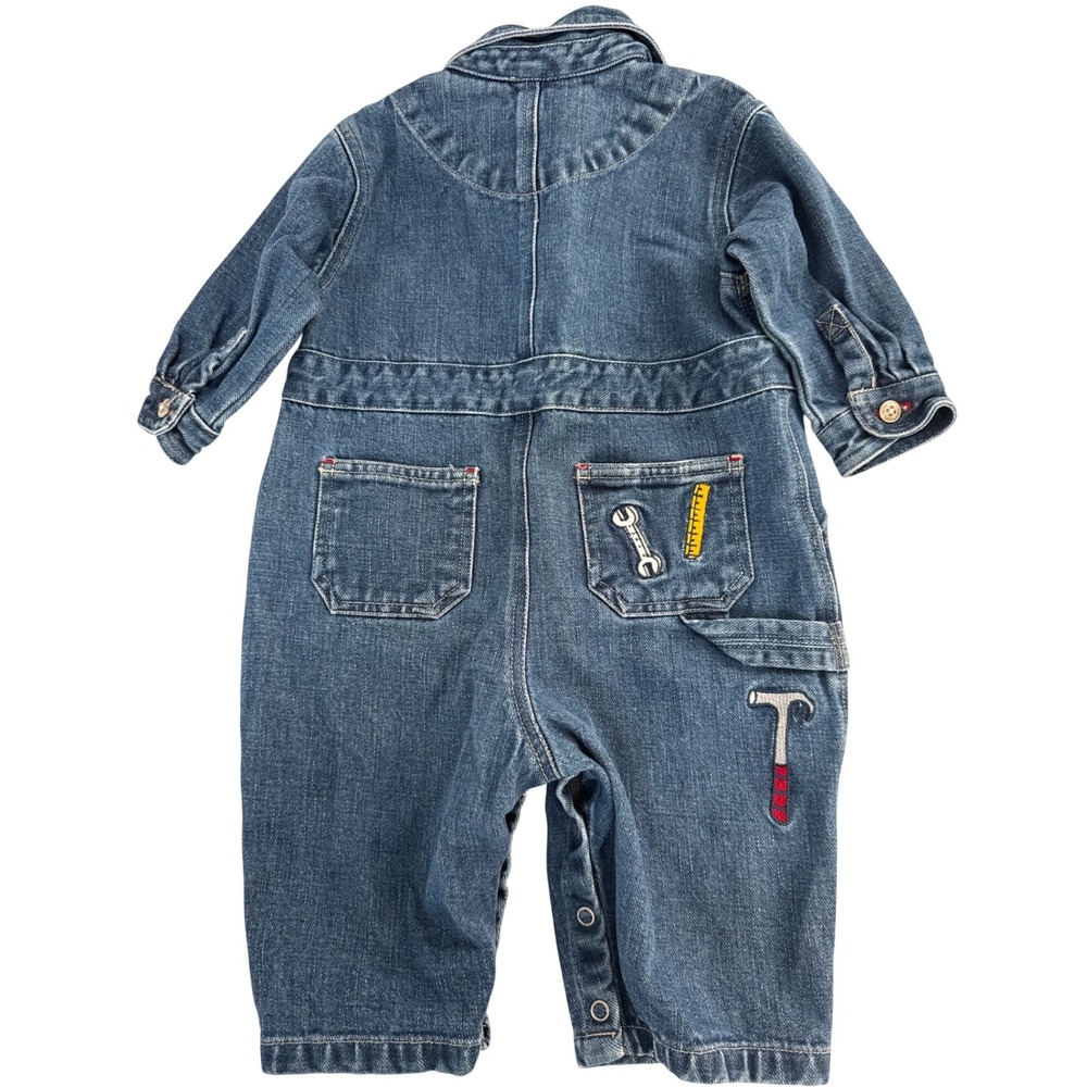 Vintage 90s Gap Denim Mechanic Jumpsuit Overalls 6-12 month Handyman Tools boy